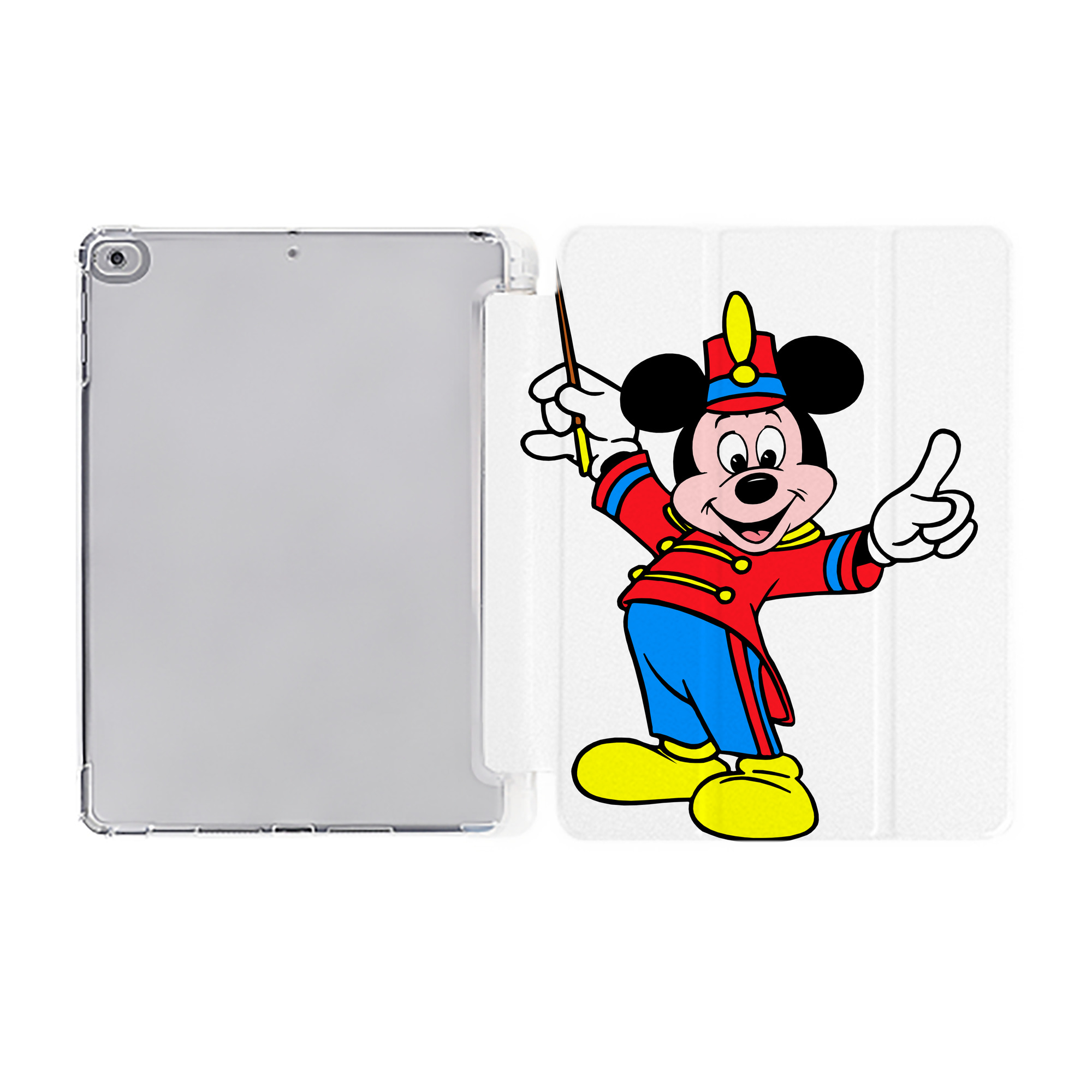 （画像用） ミッキーマウス Mickey Mouse IPad ケース ペン収納付き 三つ折りスタンド PUレザー×シリコン 対応機種9.5/10.5/10.9インチ